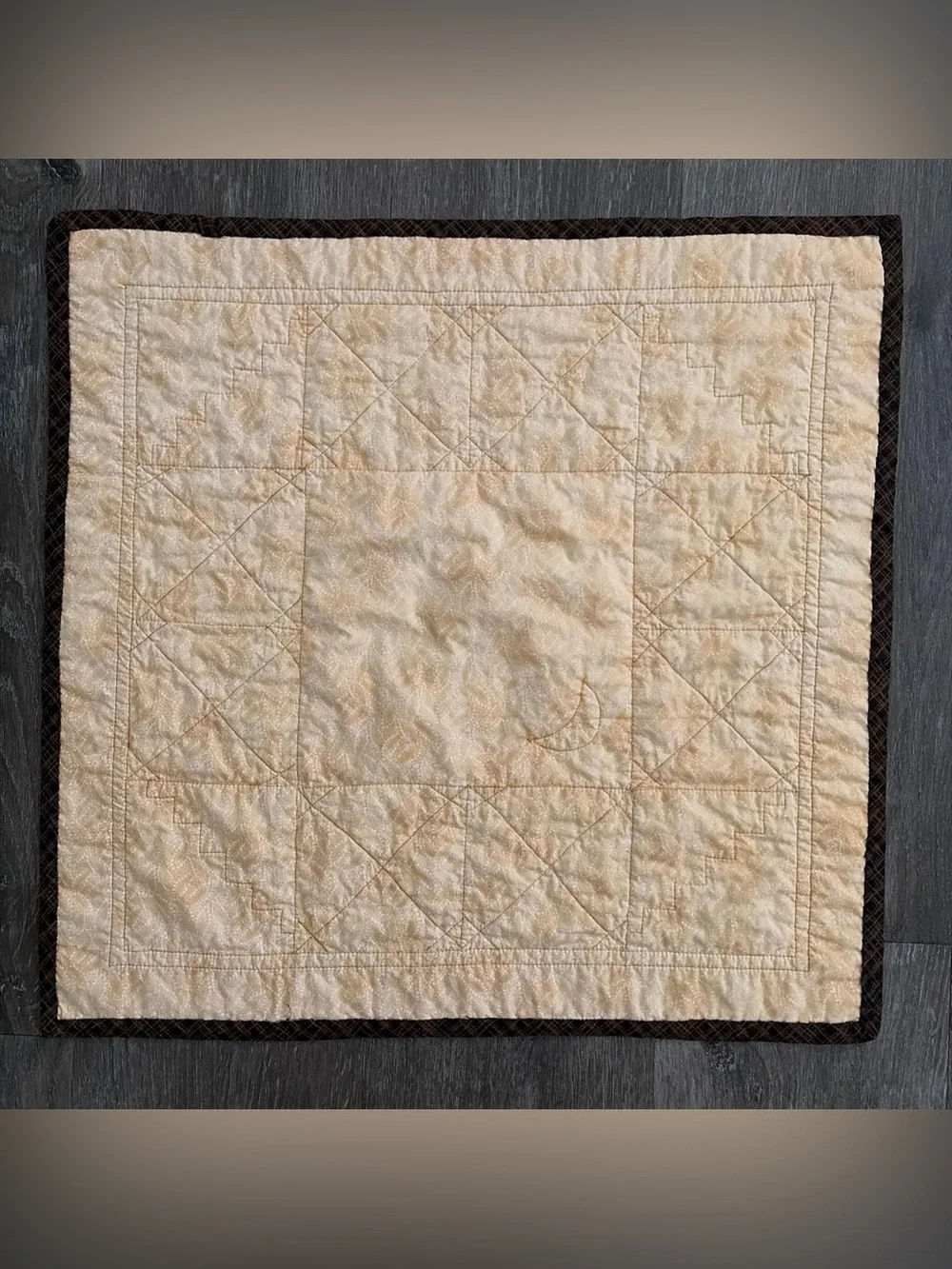 Handmade Autumn Patchwork Quilt - Orange, Cream & Brown